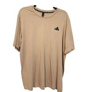 Adidas Aeroready Mens XL Performance Logo Graphic T-Shirt Tan